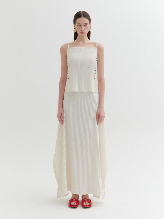 Eenk Flowy Pleats Long Skirt - Ivory