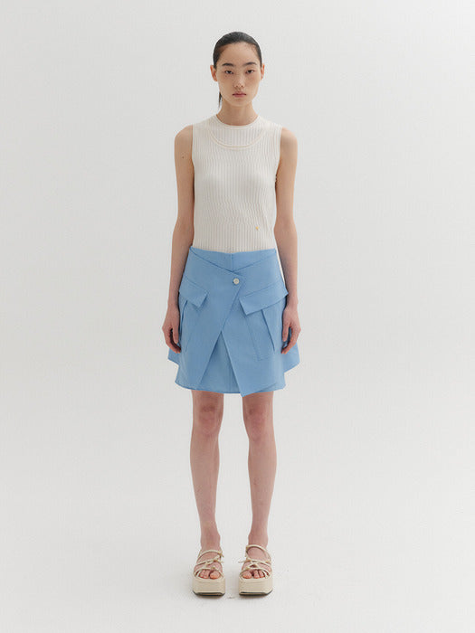 Eenk Unbalanced Pocket Skirt - Light Blue