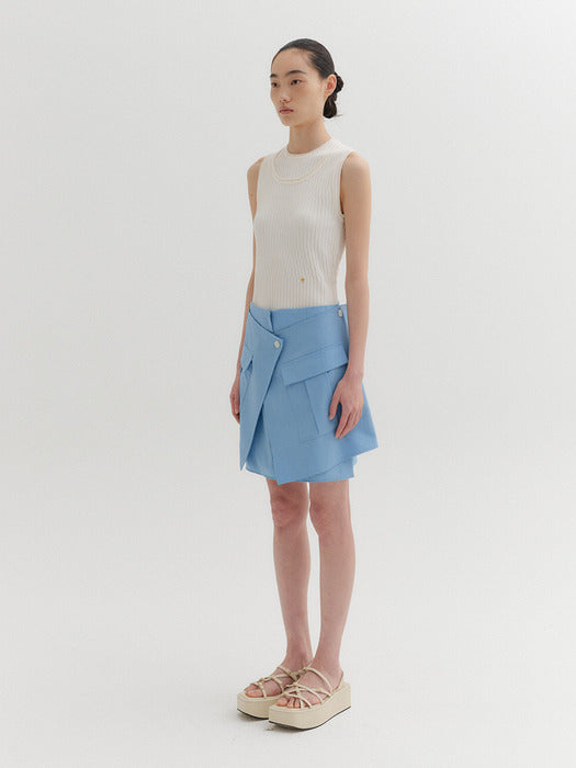 Eenk Unbalanced Pocket Skirt - Light Blue