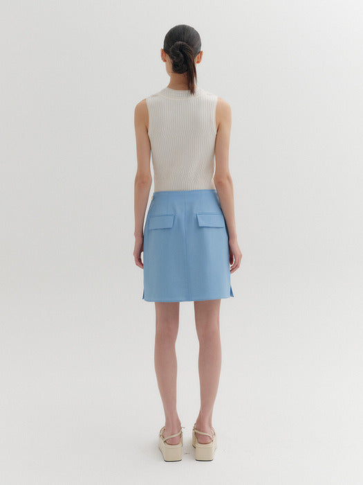 Eenk Unbalanced Pocket Skirt - Light Blue