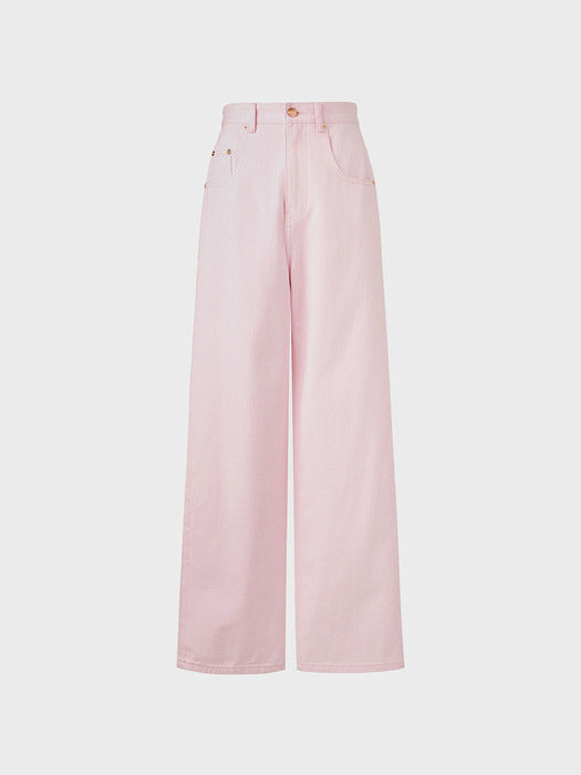 Eenk Classic Wide Denim Pants - Light Pink