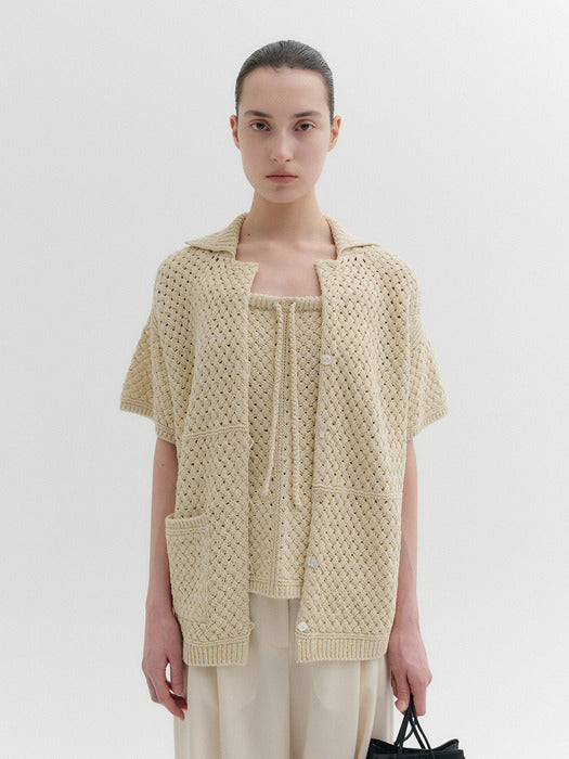 Eenk Crochet Knitwear Cardigan - Yellow
