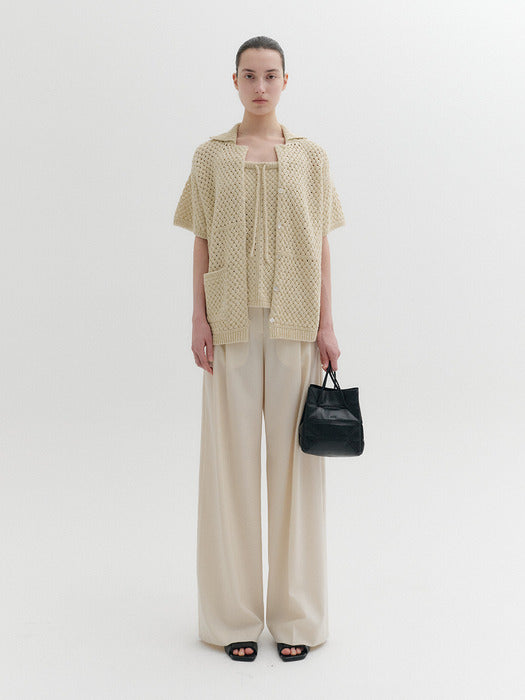 Eenk Crochet Knitwear Cardigan - Yellow