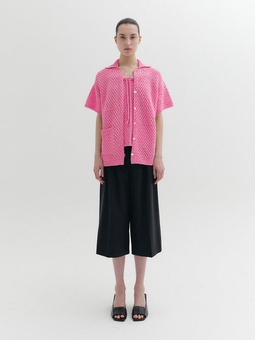 Eenk Crochet Knitwear Cardigan - Pink