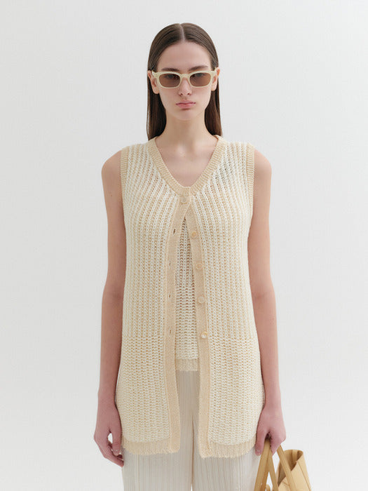 Eenk Two-Way Knitwear Vest - Ivory
