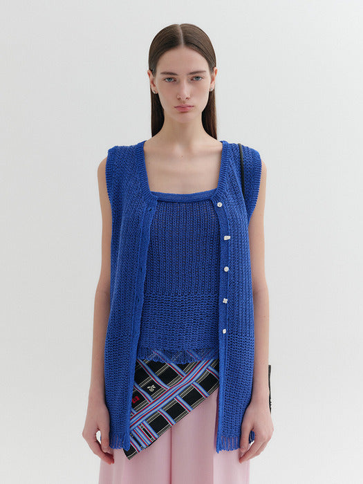 Eenk Two-Way Knitwear Vest - Blue