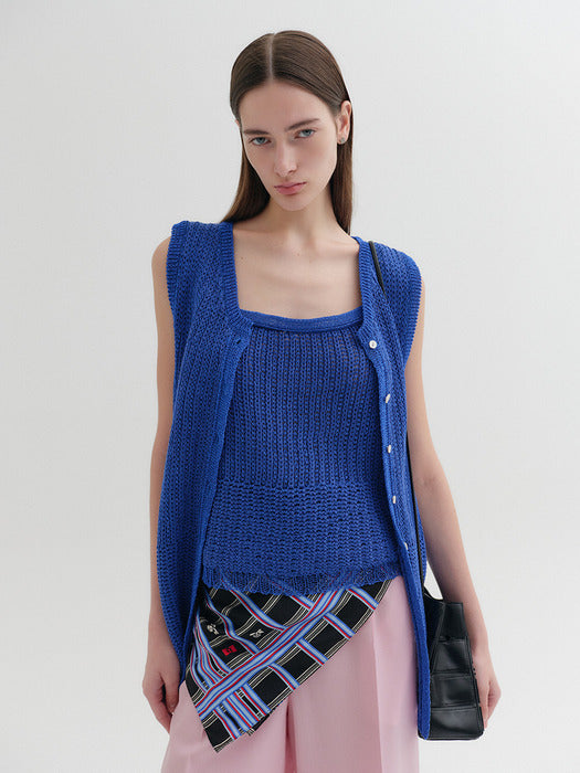 Eenk Sleeveless Knitwear Top - Blue