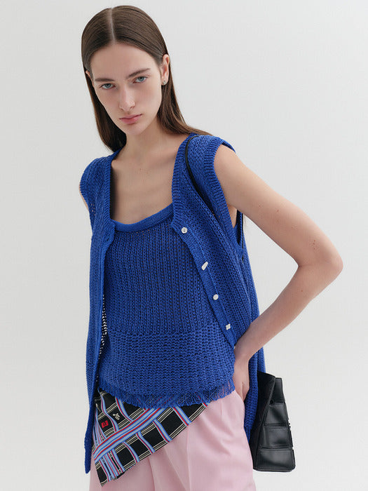 Eenk Sleeveless Knitwear Top - Blue