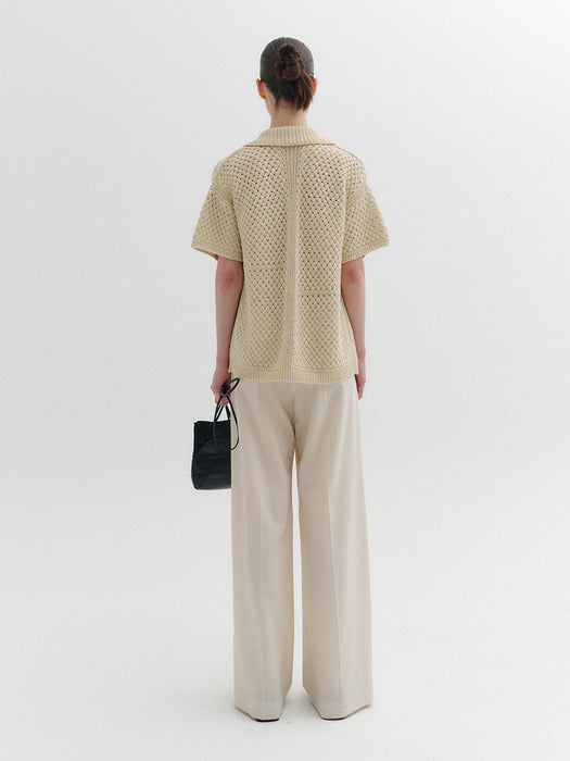 Eenk Crochet Tie Strap Knitwear Top - Yellow