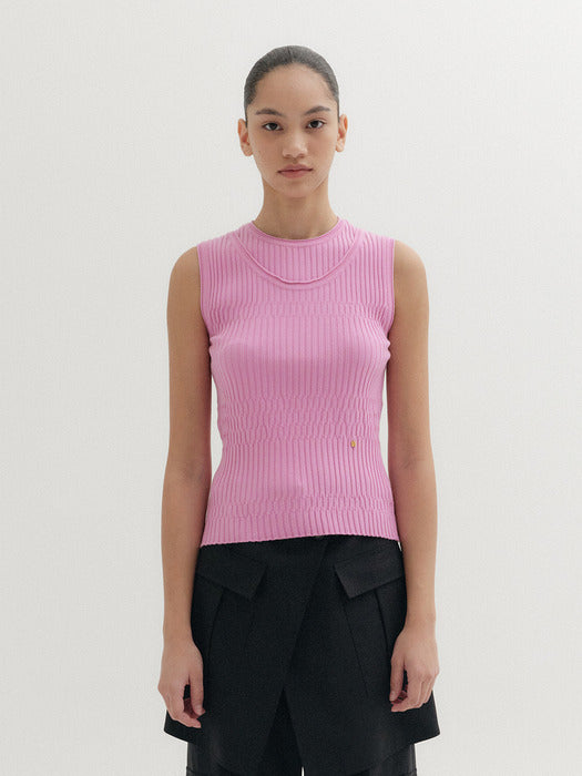 Eenk Sleeveless Layered Knitwear Top - Pink