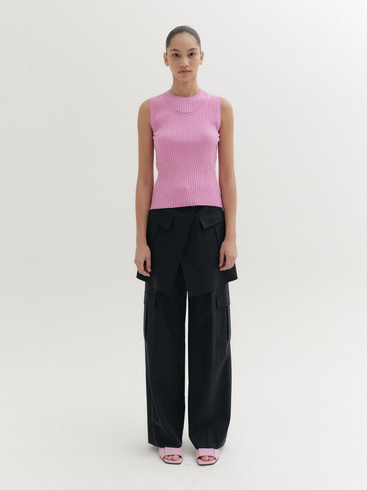 Eenk Sleeveless Layered Knitwear Top - Pink