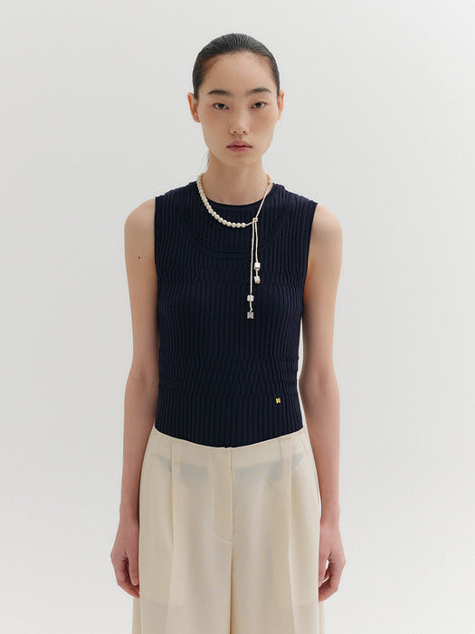 Eenk Sleeveless Layered Knitwear Top - Black