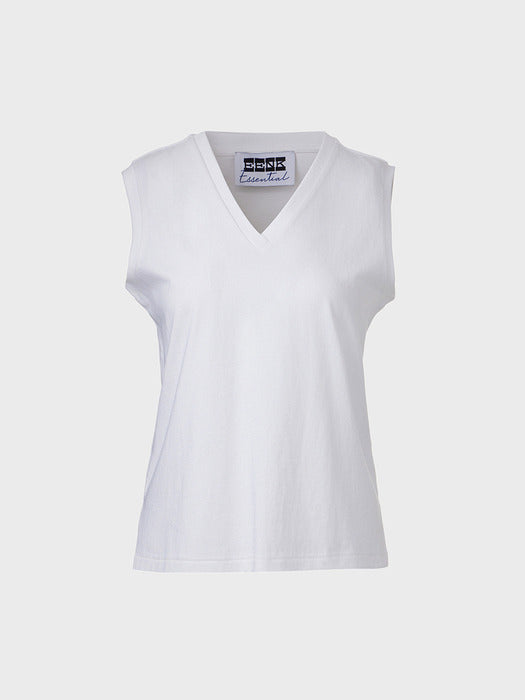 Eenk V-neck Sleeveless Top - White