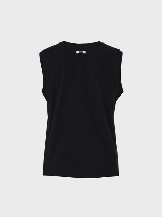 Eenk Round Neck Sleeveless Top - Black