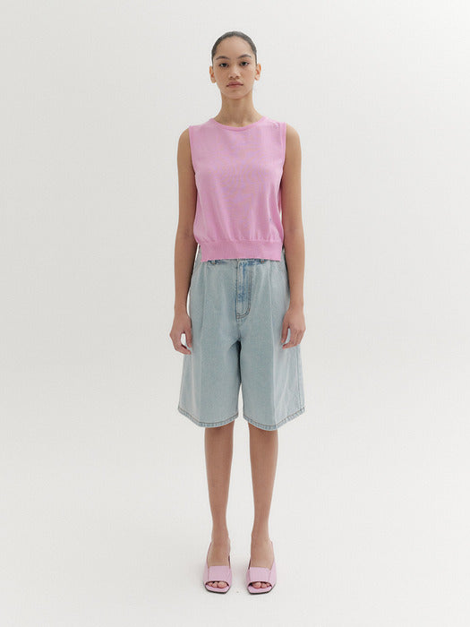 Eenk Tuck Bermuda Denim - Light Blue