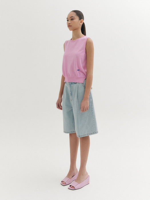 Eenk Tuck Bermuda Denim - Light Blue