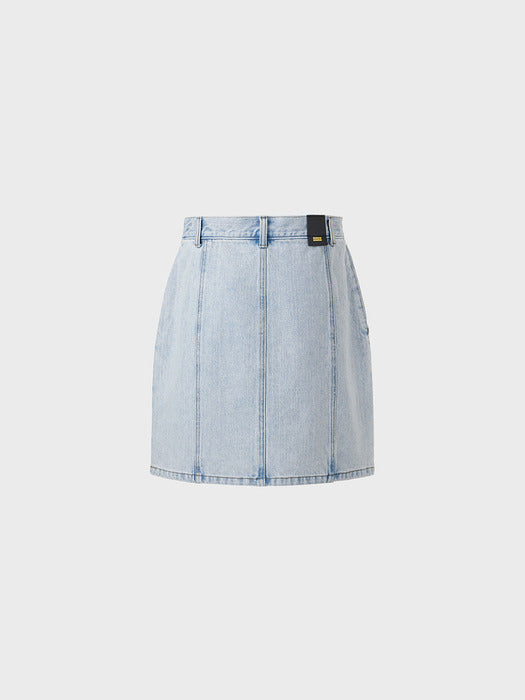 Eenk 102 Belted Denim Mini Skirt - Light Blue