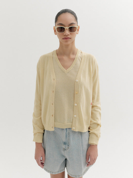 Eenk Logo Detail Knitwear Cardigan - Yellow