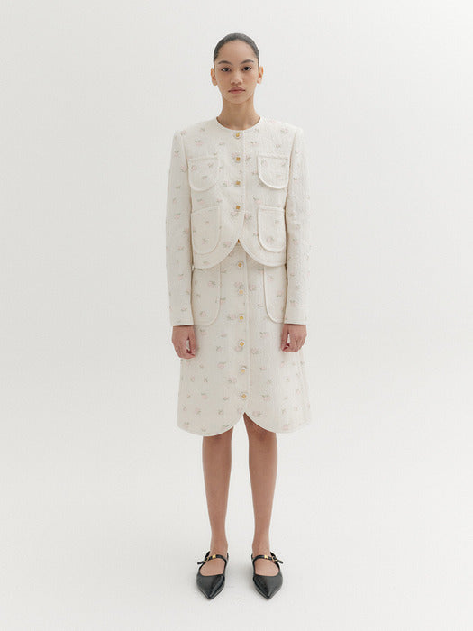 Eenk Trim Panel Short Jacket - Ivory