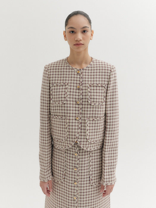 Eenk Trim Panel Short Jacket - Beige