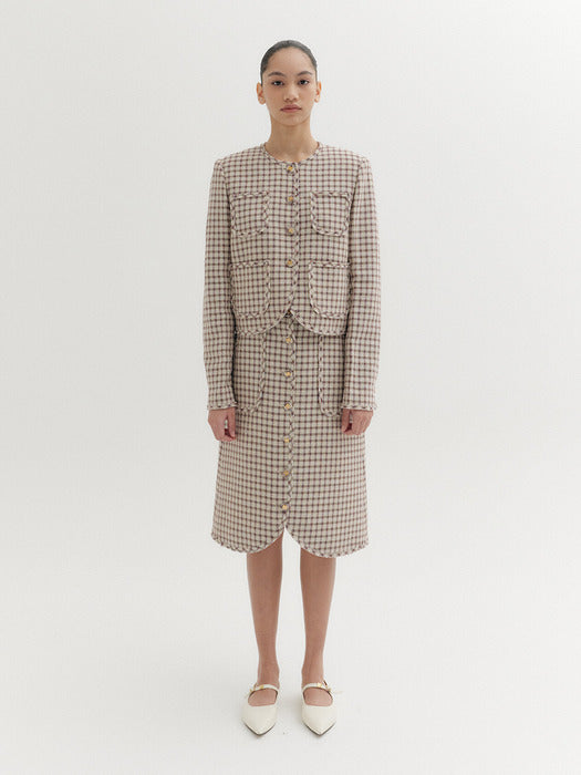 Eenk Trim Panel Short Jacket - Beige