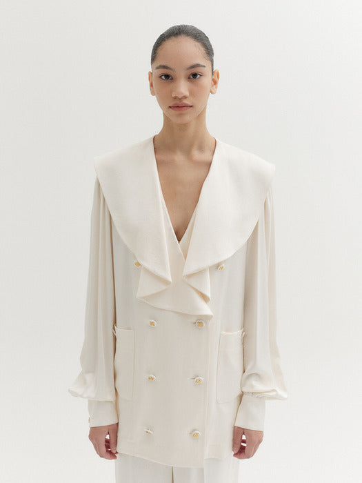 Eenk Fluid Big Collar Blouse - Ivory
