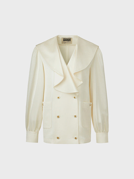 Eenk Fluid Big Collar Blouse - Ivory