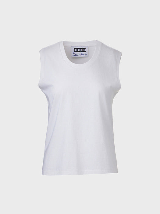 Eenk Round Neck Sleeveless Top - White
