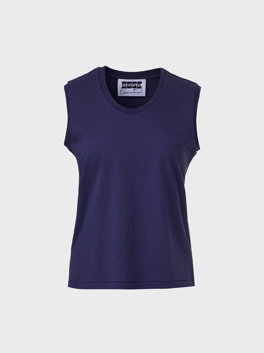Eenk Round Neck Sleeveless Top - Navy