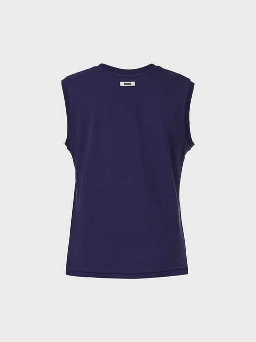 Eenk Round Neck Sleeveless Top - Navy