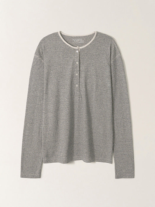 [nothing written] Henleyneck organic stripe t-shirt (Stripe, W)