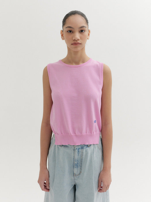 [EENK] Logo Jacquard Knitwear Top - Pink