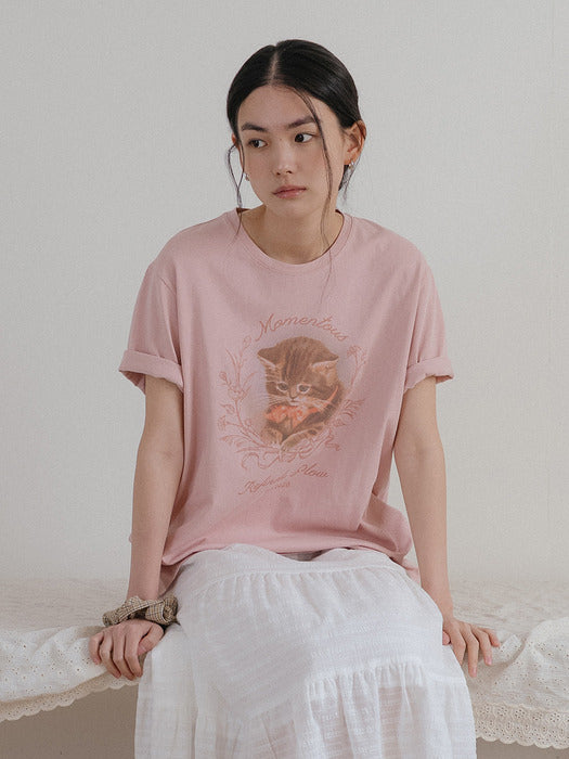 Tillidie Momentous cat t-shirt Pink