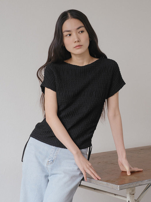 Tillidie Textured round t-shirt Black