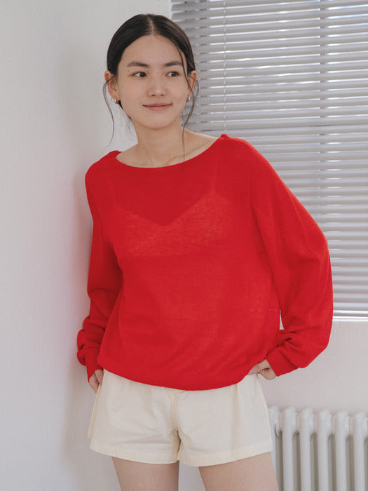 Tillidie Linen blended essential knit Red