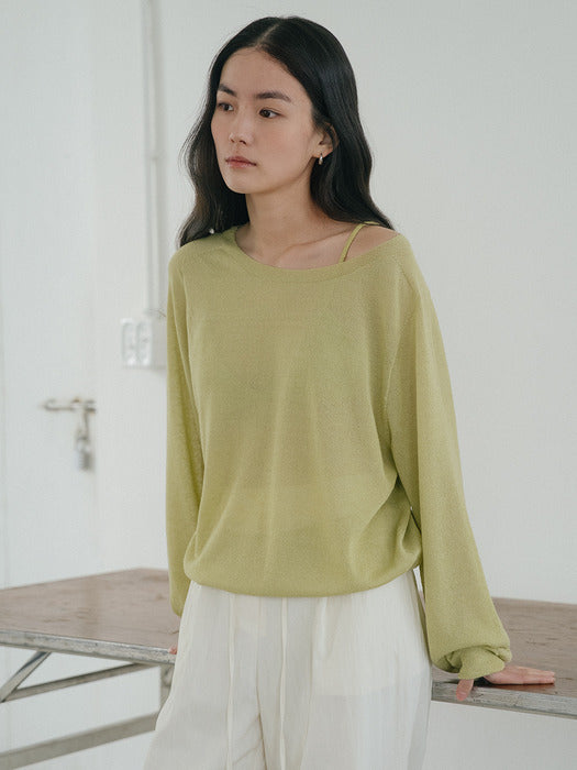 Tillidie Linen blended essential knit Light olive