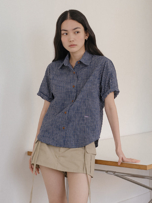 [tillidie] Ann button point shirt_Navy