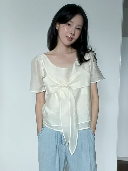 Tillidie Bustier Set layered blouse Cream