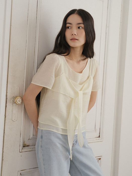 Tillidie Bustier Set layered blouse Cream