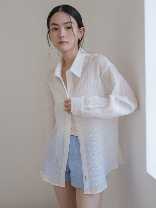 Tillidie Tencel blended overfit shirt Ivory