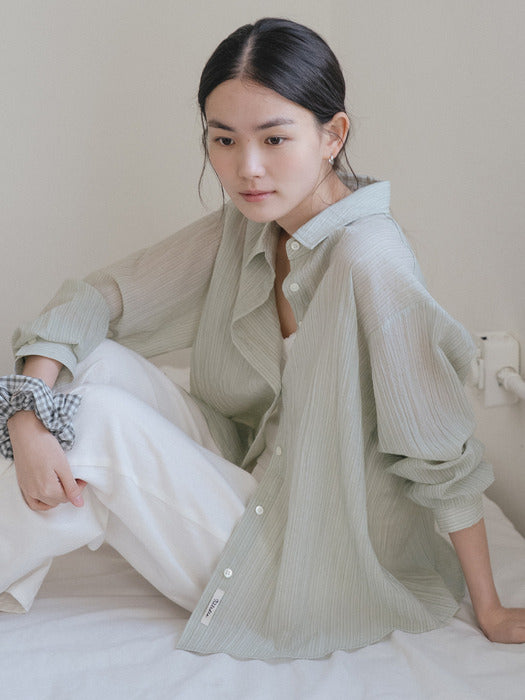 Tillidie Tencel blended overfit shirt Green