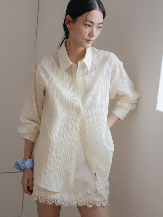Tillidie Tencel blended overfit shirt Yellow