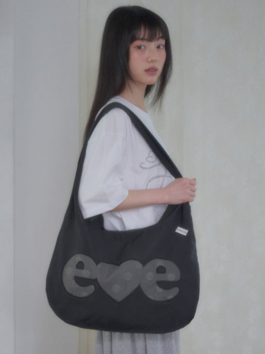 Ambler Reversible dot Nylon Hobo Bag (Charcoal)