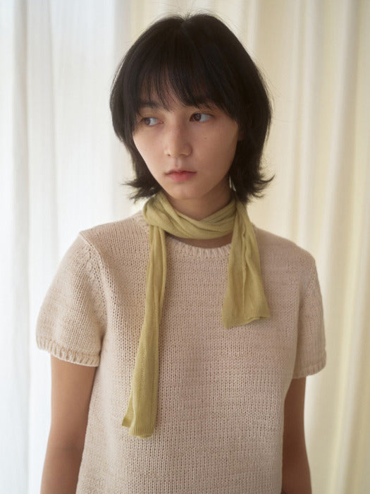 Mango Maniplease Baia Linen Scarf Light Green