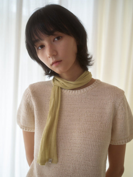 Mango Maniplease Baia Linen Scarf Light Green