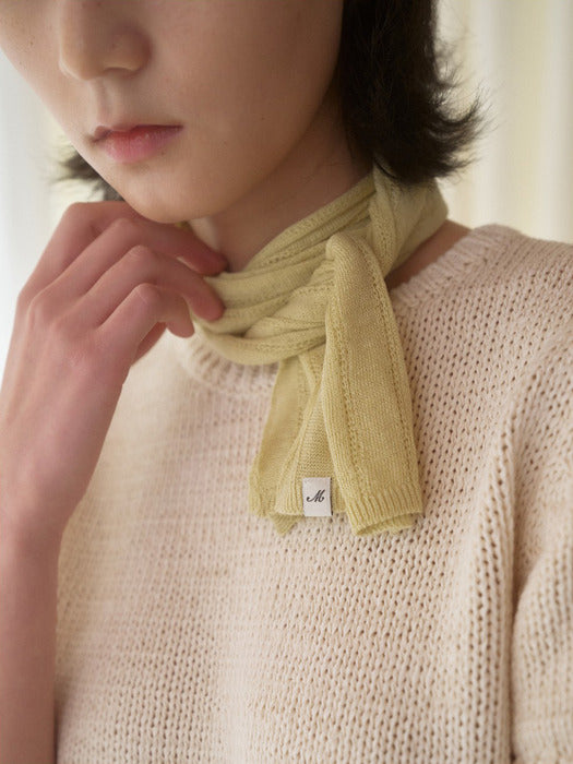 Mango Maniplease Baia Linen Scarf Light Green
