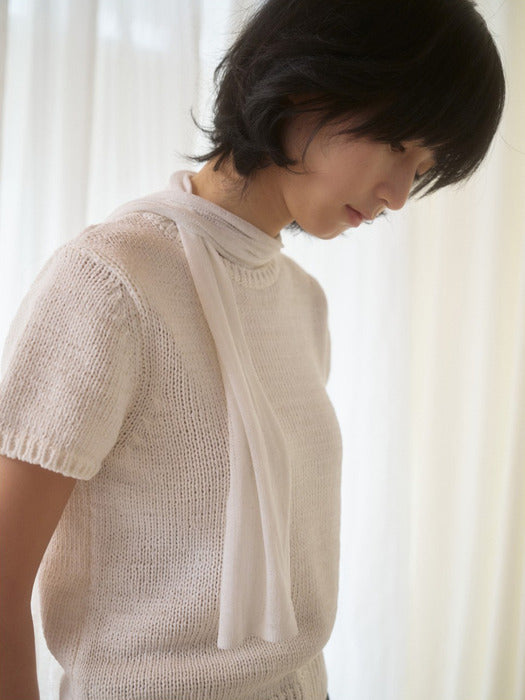 Mango Maniplease Baia Linen Scarf White