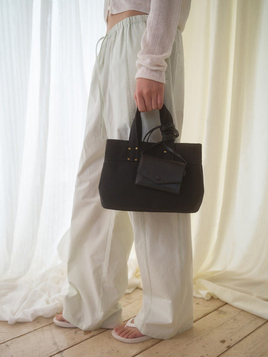 Mango Maniplease Beam Canvas Bag Black