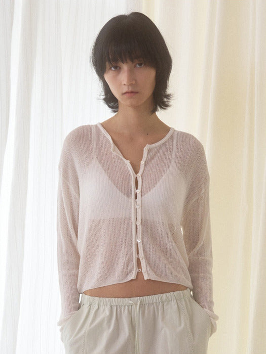 Mango Maniplease Sarubi Linen Cardigan Ivory