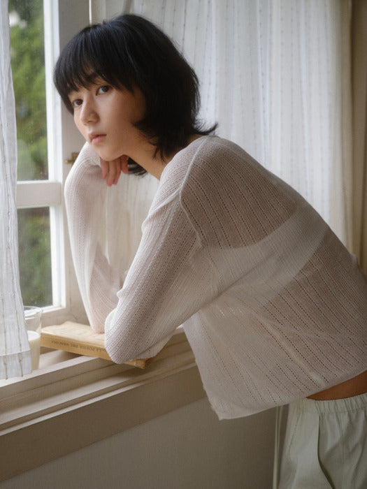Mango Maniplease Sarubi Linen Cardigan Ivory